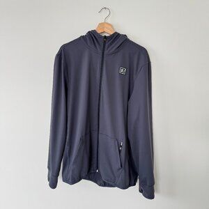 PELOTON Fourlaps Men's XL Grey Front Zip With Hood Warm Up Jacket